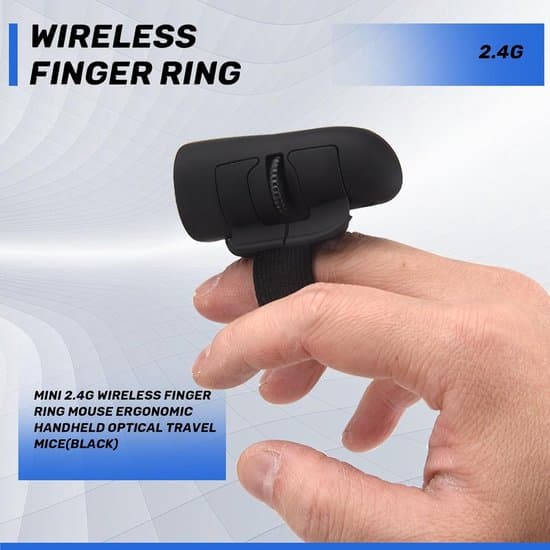 Mini 2.4G trådløs optisk mus med ergonomisk fingerring – (sort)