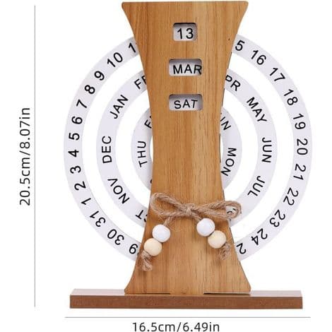 Utsökt träkalender, skrivbordsprydnad, evighetskalender i trä, dekorativ träkalender