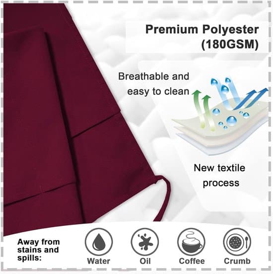 Bordeauxröd 60 x 29 cm Polyester Midjeförkläde