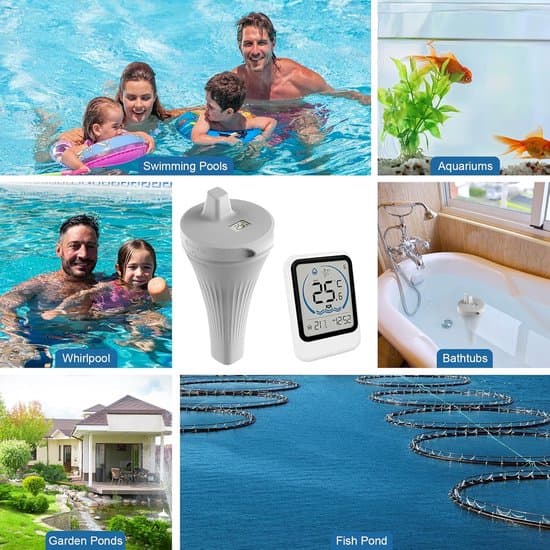 Trådlös pooltermometer, flytande digital pooltermometer, IP68 vattentät med LCD-basstation, vattentermometer för pool, 50m räckvidd