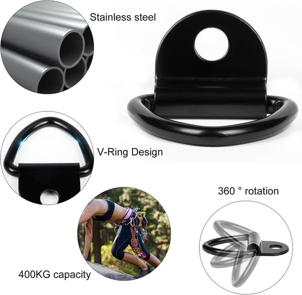 10 V-ring bindningsringar/V-ringkrokar för montering på lastbilsfälg (svart)