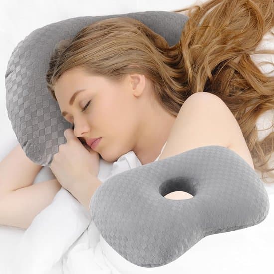Ørepiercing Side Sleeper Pude - Blød Ørebeskyttelse & Smertelindrende Støttepude til Infektion eller Tryk (Grå)