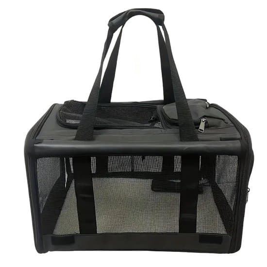 Kæledyrsrejsetaske til katte og hunde, 45x28x27 cm, Robust, til fly, Sort