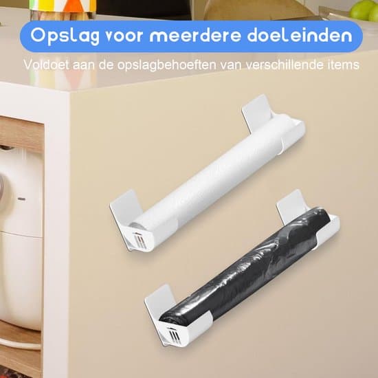 Vit väggmonterad återanvändbar rullavfallspåsedispenser och -organisatör