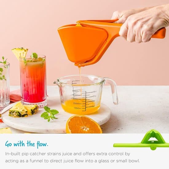 Spakdriven Premium Citron- och Citruspress i Rostfritt Stål - Orange