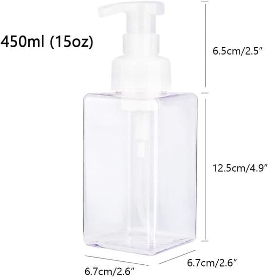 2-pack 450 ml transparenta skumtvål- och lotiondispenserflaskor i plast
