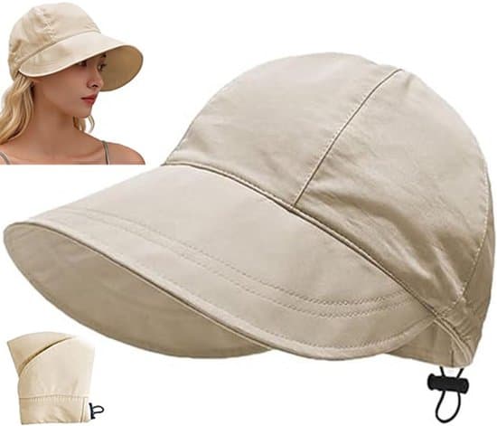 Dame solhat, UPF50+, bred skygge, hurtigtørrende, foldbar, Beige