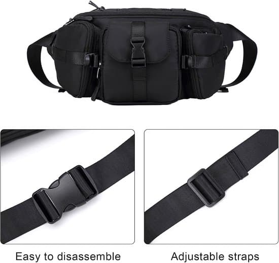 Midjeväskor, bröstväskor, crossbody-väskor i canvas, unisex, svart