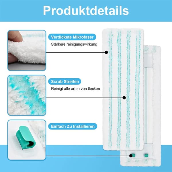 4-pack mikrofibergolvmoppbytesöverdrag för Leifheit Profi XL