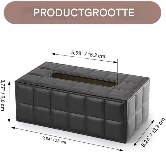 Servietboks - Servietboksholder i læder - Rektangulær serviettholder - Til hjemme-, kontor- og bildekoration - Sort