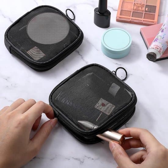 Plus - Mesh makeuptaske til rejser og hjemmebrug - Sæt med 2 - Sort