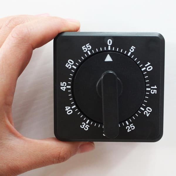 Bærbar 60-minutters mekanisk timer, høj alarmtæller, manuel timer, 2,4 tommer sort.
