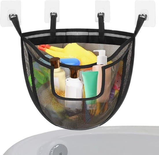 Badelegetøjsopbevaring - Babybadeorganizer - Badeværelsesoprydning - Hurtigtørrende net - 36 x 46 cm - Sort