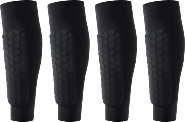 To par fodboldbenskinner - Kompression Honeycomb Polstring - Voksne Børn - Sort M