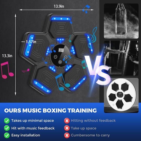 Boxningsmaskin, smart Bluetooth väggmonterad med LED-lampor