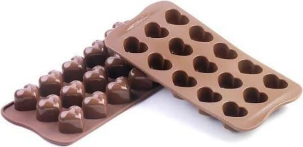 Silikonemateriale, brun, hjerteformet, tosæt