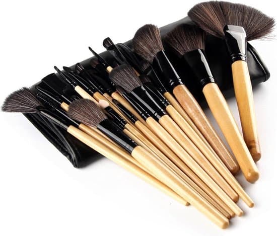 Professionelt makeupbørstesæt (med opbevaringsboks) - 24 børster