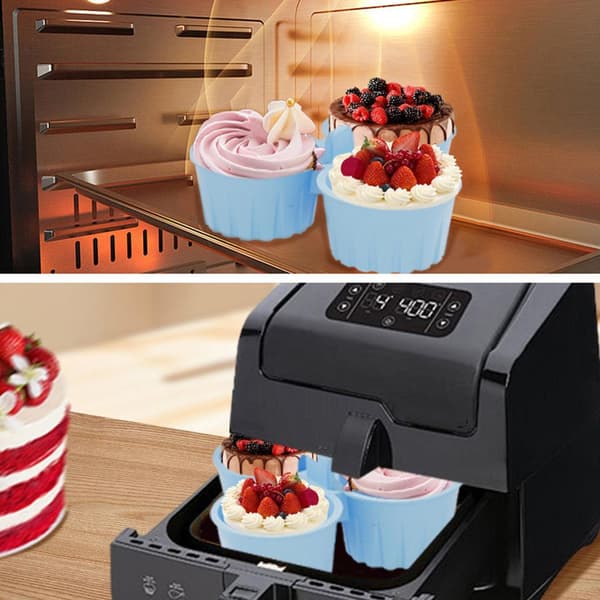 2-delt non-stick silikone kagebageforme til airfryer-desserter