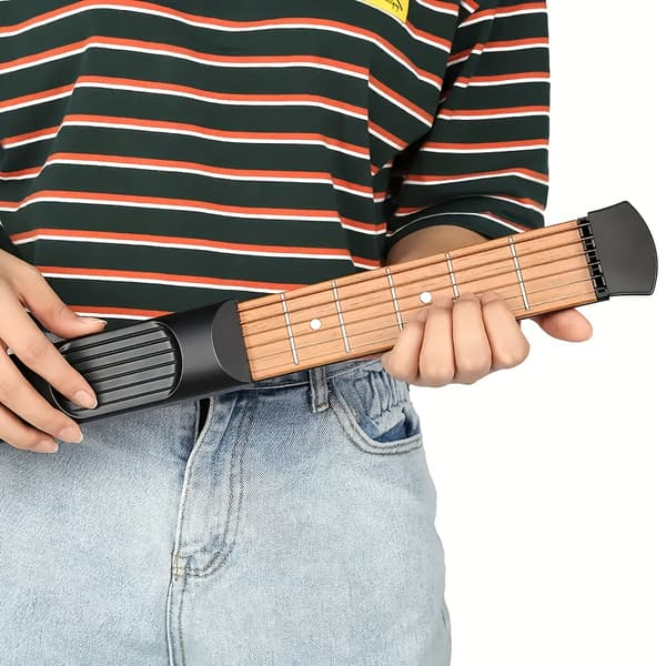 Mini sexsträngad gitarrövningshandtränare, gitarrbasackordtränare, nybörjarfickgitarr