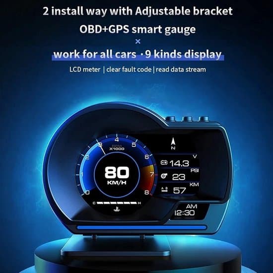 Universal bil Head-Up Display med GPS og OBD2 Dual Mode Speedometer