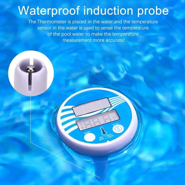 Soldrevet digitalt termometer, flydende pooltermometer, swimmingpool