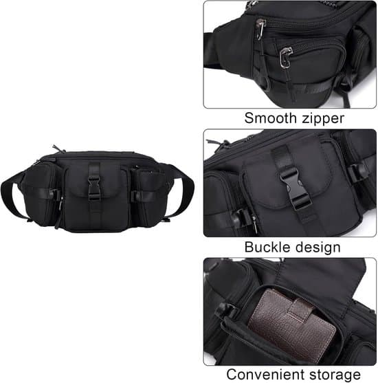 Midjeväskor, bröstväskor, crossbody-väskor i canvas, unisex, svart