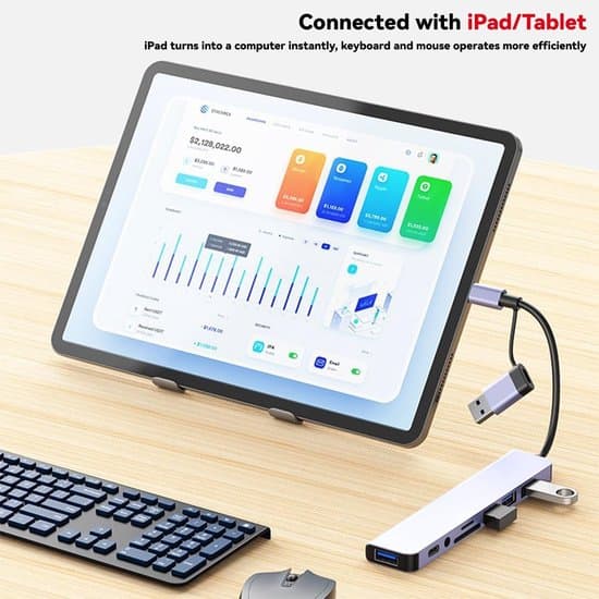 USB-C-hubb - 8-i-1 USB-splitter - Silver