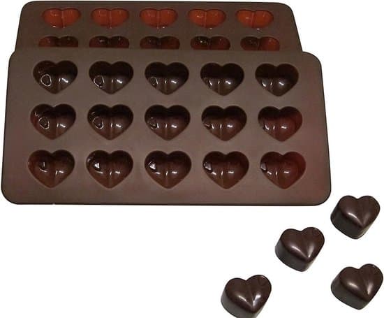 Hjerteformet silikone chokoladeform, slikforme til fester og bryllupper, gelé og hjerteformede isterninger, pakke med 2.