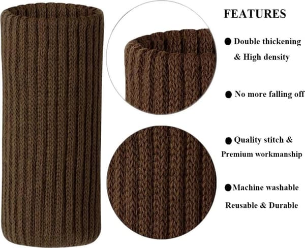 24-pack elastiska stickade filtskydd för stolsben för golv- och möbelskydd (brun)