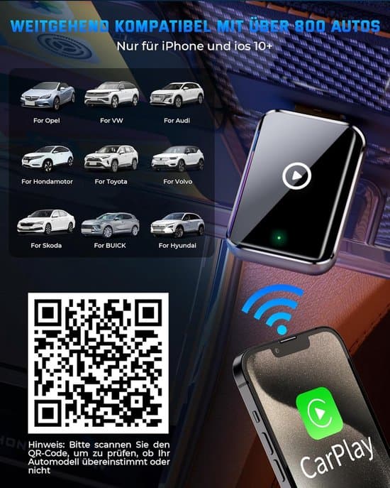 2025 Trådløs CarPlay-adapter til iPhone, mini plug-and-play