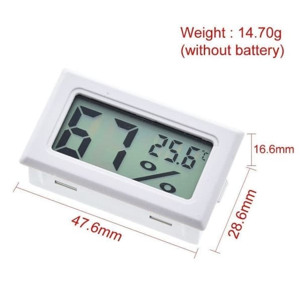 10-pack Mini Digital LCD Termometer & Hygrometer Monitorer för Reptiler (Vit)