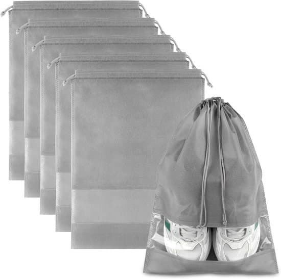 5-pack - 32 x 44 cm Grå Stora Skoväskor - Non-woven Dragskoväskor - Unisex - Transparenta