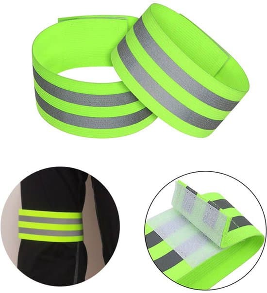 Fluorescerende grønt reflekterende armbånd - elastisk materiale - velcrolukning - 4 stk.