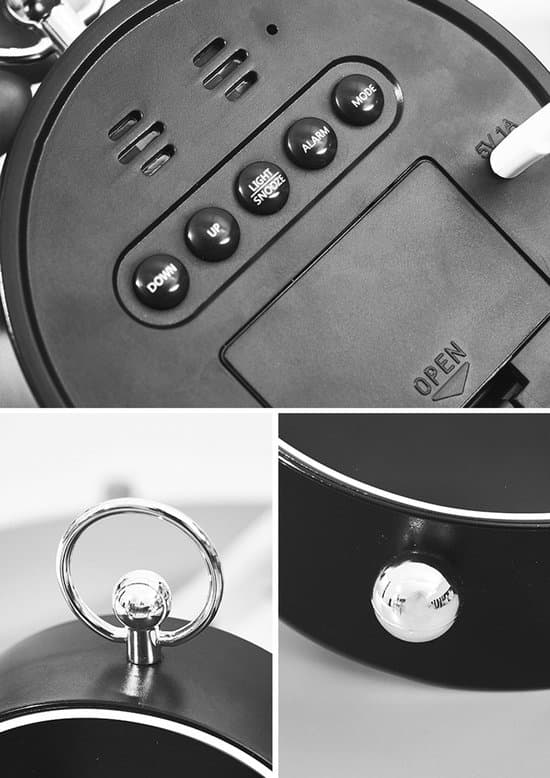 Vækkeur, simpelt elektronisk ur, LED-ur, hjemmesengeur - Blå