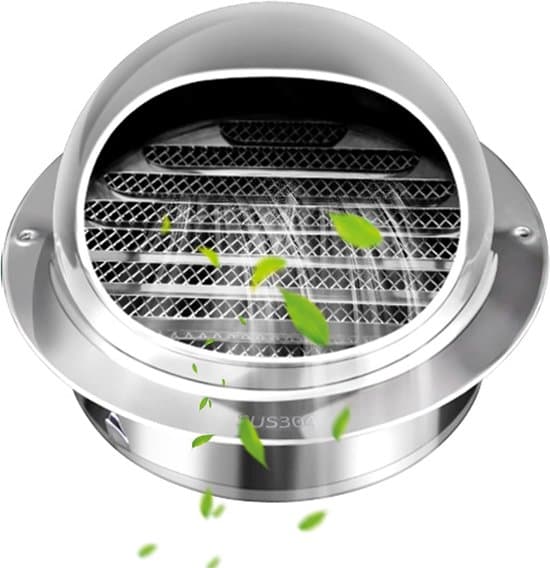 100 mm cirkulær ventilationsrist med regntæt dæksel i rustfrit stål