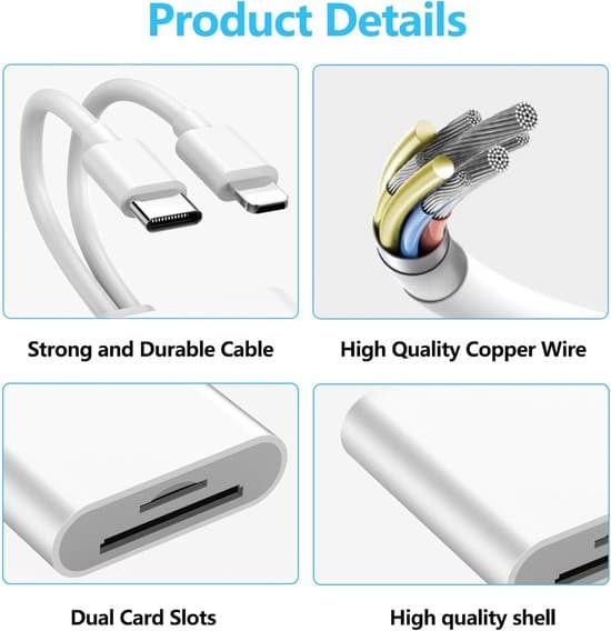 iPhone SD-kortlæser – 2-i-1 Lightning til SD, til iPhone og iPad