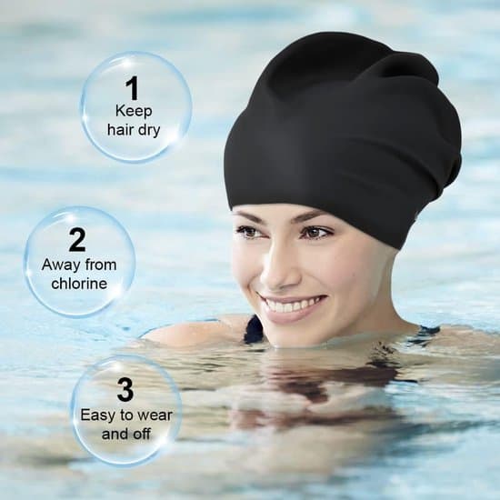 Ekstra-stor badehætte til langt hår, unisex vandtæt silikone badehætte til tykt, krøllet hår, dreadlocks, sort.