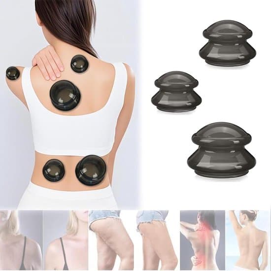 Cupping Terapi Sæt med 3 Anti-Cellulite Silikone Massagekopper til Muskel- og Ledsmertelindring.