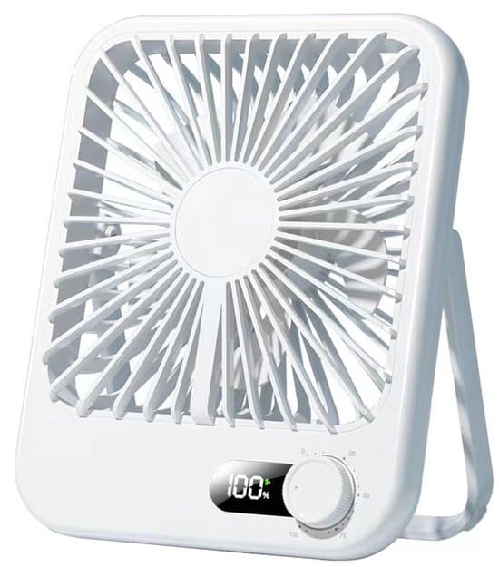 Genopladelig bordventilator - 100-trins justering - LED-display - 17 cm