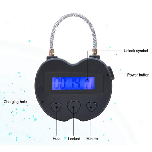 Två smarta timerlås med LCD-display, USB-laddning, tillfällig timer, hänglås, elektronisk resetimer, svart.