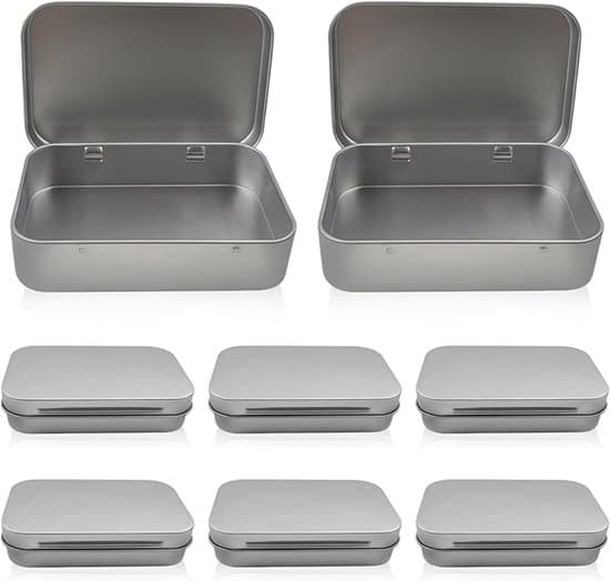 8-pack stapelbara mini-förvaringsburkar i metall med lock - Silver