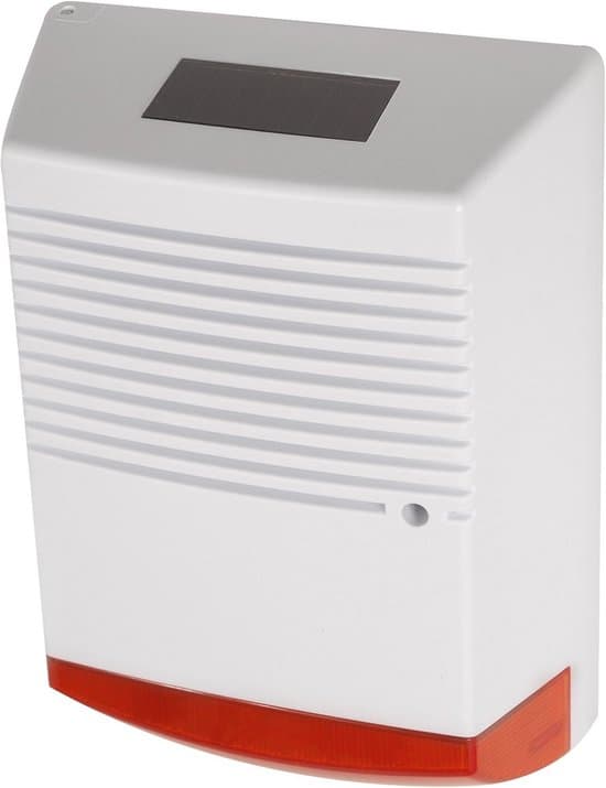 Analogt solcellealarmsystem med LED-sirene og blinklys