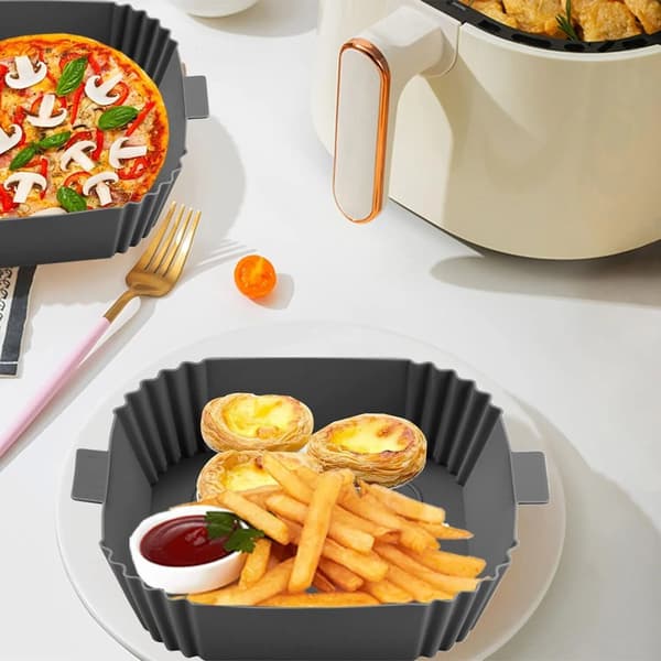 2-delt silikone bageform til airfryere - Airfryer bagepapirform, Airfryer tilbehør (grå)