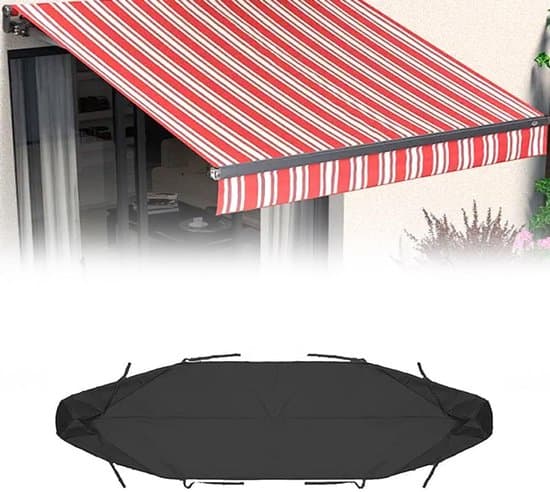 Vattentätt infällbart rullgardinsmarkisskydd, uteplats, 5 meter, svart