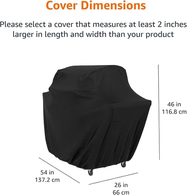 Amazon Basic -kaasugrillisuojus, vedenpitävä, 145 x 66 x 117 cm (P x L x K), musta