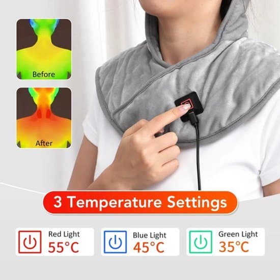 Värmda axelkuddar och nackstöd, 3 temperaturinställningar, Grå