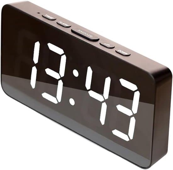 Väckarklocka, digital timer, köksklocka, LED, USB-uppladdningsbar, högt larm, sovrum, svart