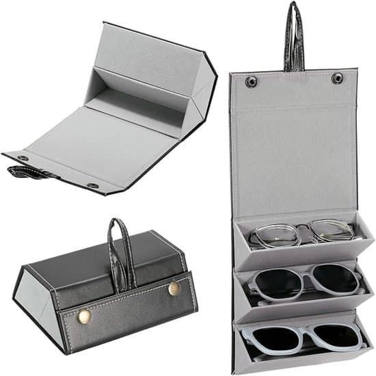 Rejse solbrille organizer taske - foldbar - 3 rum - sort