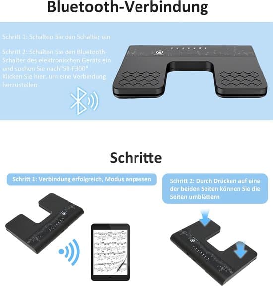 Bluetooth sidevendingspedal, 6 tilstande, lydløs til liveoptrædener