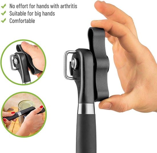 Ergonomisk sikker dåseåbner i rustfrit stål med silikonegreb